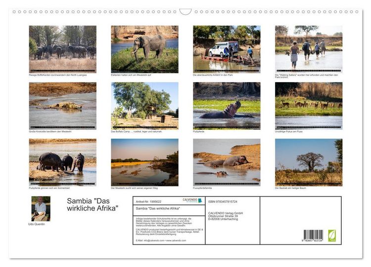 Produktbild: Sambia "Das wirkliche Afrika" (Wandkalender 2026 DIN A2 quer), CALVENDO Monatskalender