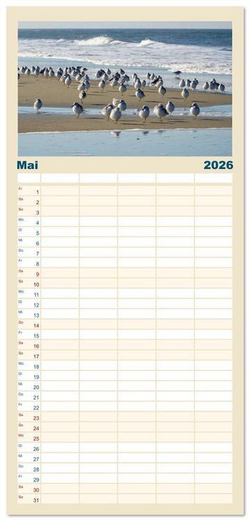 Produktbild: Familienplaner 2026 - Am Strand von Juist mit 5 Spalten (Wandkalender, 21 x 45 cm) CALVENDO