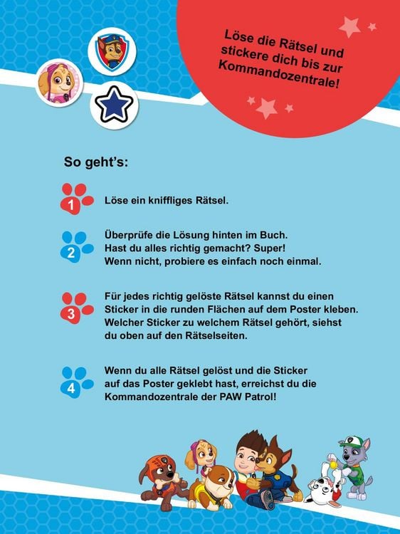 Produktbild: PAW Patrol Poster-R&auml;tselbuch mit Belohnungs-Stickern