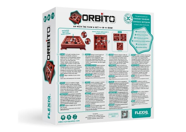 Produktbild: FLEXIQ &ndash; Orbito - Ziel des Spiels ist es, 4 Murmeln einer Farbe in einer horiz