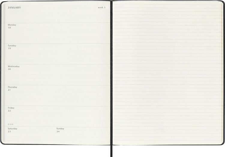 Produktbild: Moleskine 18 Monate Wochen Notizkalender 2026/2027, XL, 1 Wo = 1 Seite, Rechts linierte Seite, Fester Einband, Schwarz