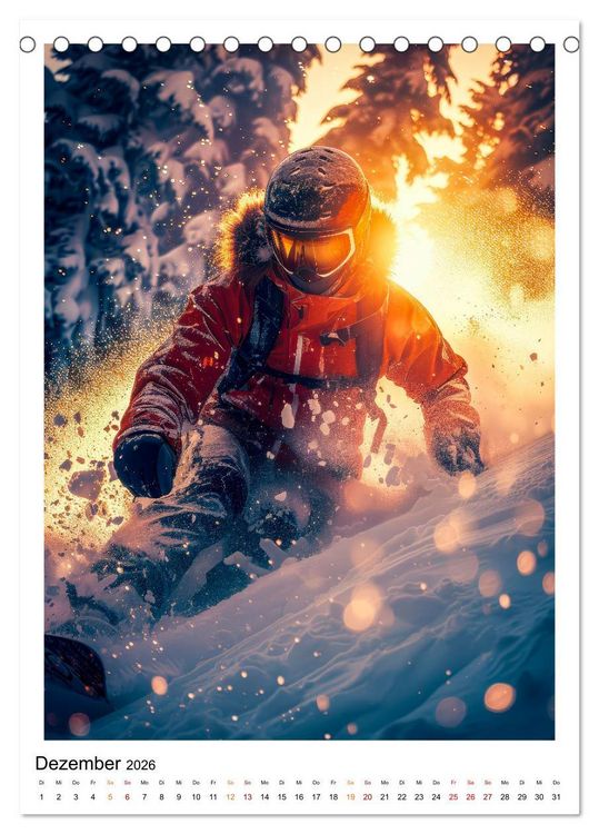 Produktbild: Snowboarden - coole Tage (Tischkalender 2026 DIN A5 hoch), CALVENDO Monatskalender