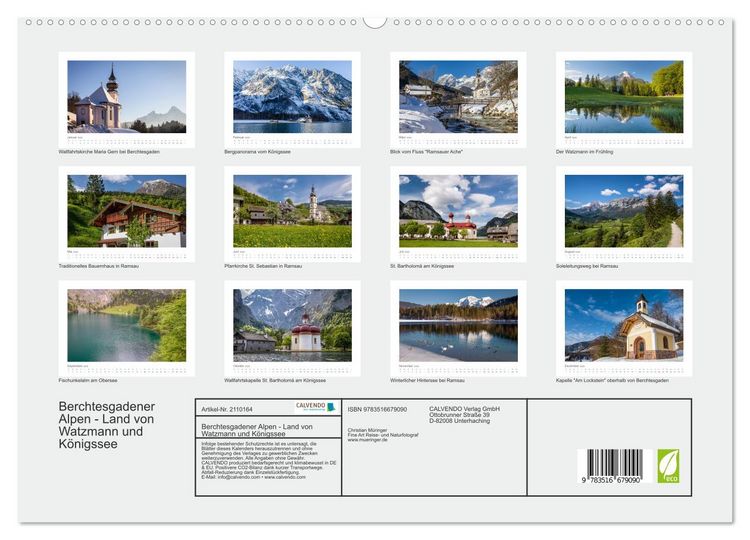 Produktbild: Berchtesgadener Alpen - Land von Watzmann und K&ouml;nigssee (hochwertiger Premium Wandkalender 2026 DIN A2 quer), Kunstdruck in Hochglanz