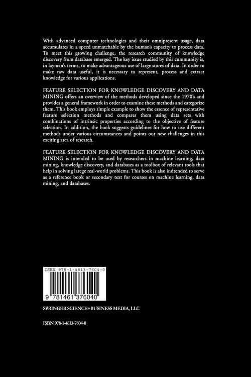 Produktbild: Feature Selection for Knowledge Discovery and Data Mining