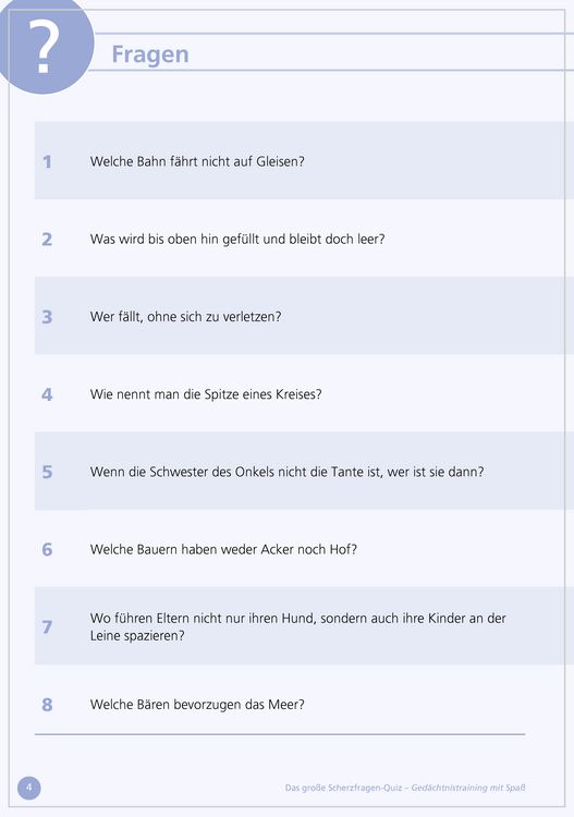 Produktbild: Das gro&szlig;e Scherzfragen-Quiz f&uuml;r Senioren