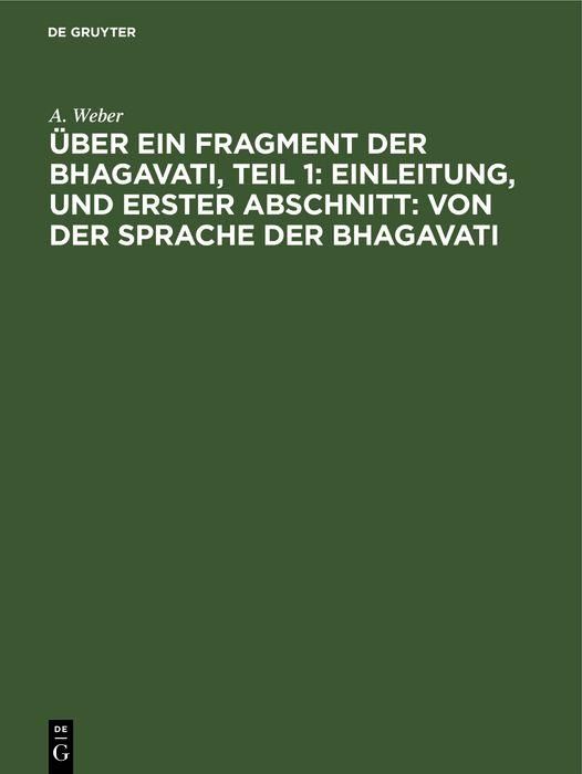 Produktbild: Einleitung, und Erster Abschnitt: von der Sprache der Bhagavati
