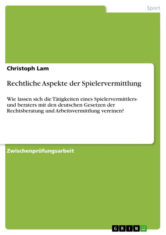 Produktbild: Rechtliche Aspekte der Spielervermittlung