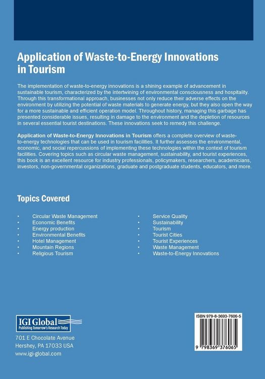 Produktbild: Application of Waste-to-Energy Innovations in Tourism