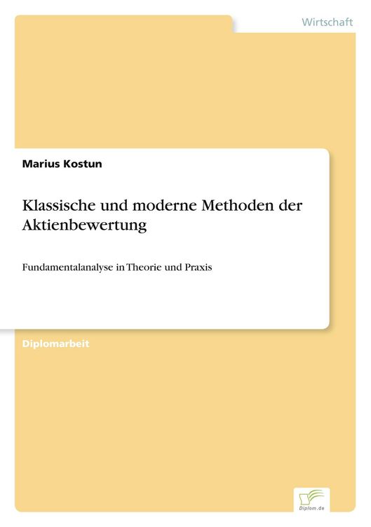 Produktbild: Klassische und moderne Methoden der Aktienbewertung