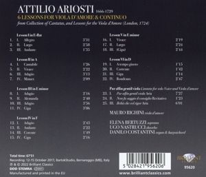 Produktbild: Ariosti:6 Lessons for Viola d'Amore and Continuo