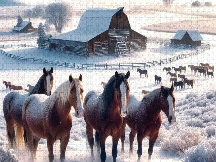 Produktbild: CALVENDO Puzzle Ranch im Winterschlaf | 1000 Teile Lege-Gr&ouml;&szlig;e 64x48cm Foto-Puzzle f&uuml;r gl&uuml;ckliche Stunden