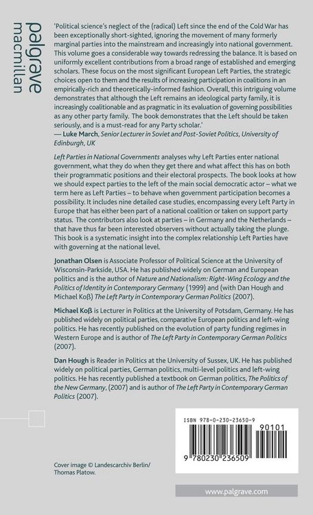 Produktbild: Left Parties in National Governments