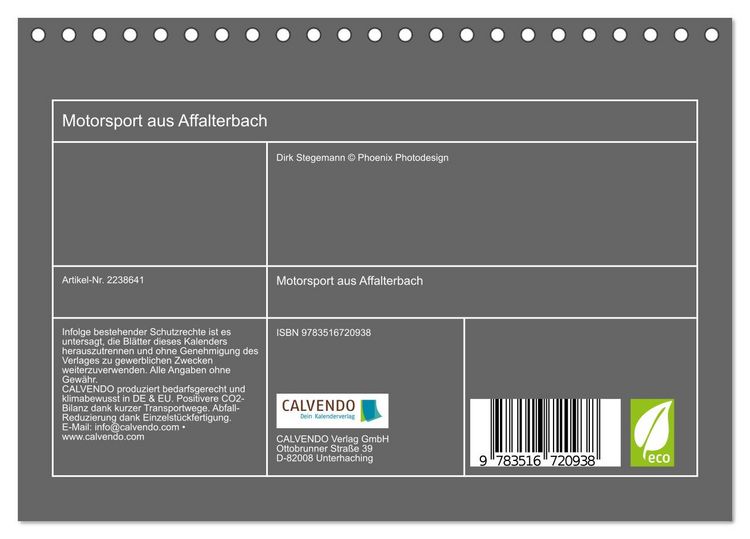 Produktbild: Motorsport aus Affalterbach (Tischkalender 2026 DIN A5 quer), CALVENDO Monatskalender