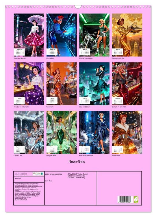 Produktbild: Neon-Girls (Wandkalender 2027 DIN A2 hoch), CALVENDO Monatskalender