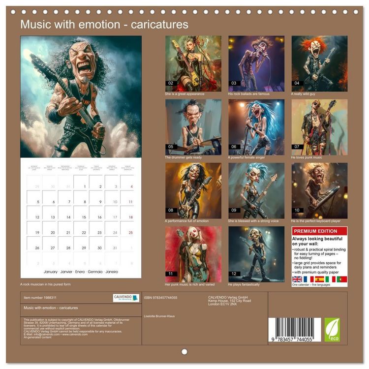 Produktbild: Brunner-Klaus, L: Music with emotion - caricatures (Wall Cal