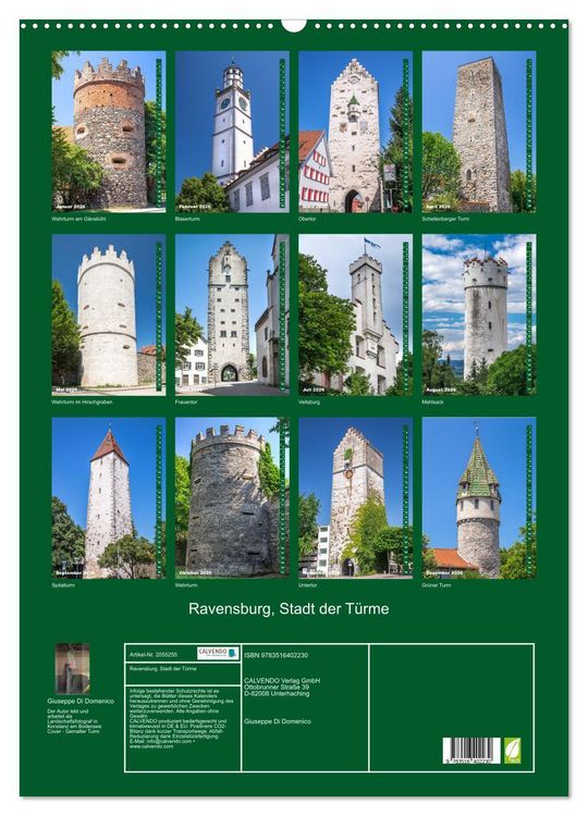 Produktbild: Ravensburg, Stadt der T&uuml;rme (Wandkalender 2026 DIN A2 hoch), CALVENDO Monatskalender