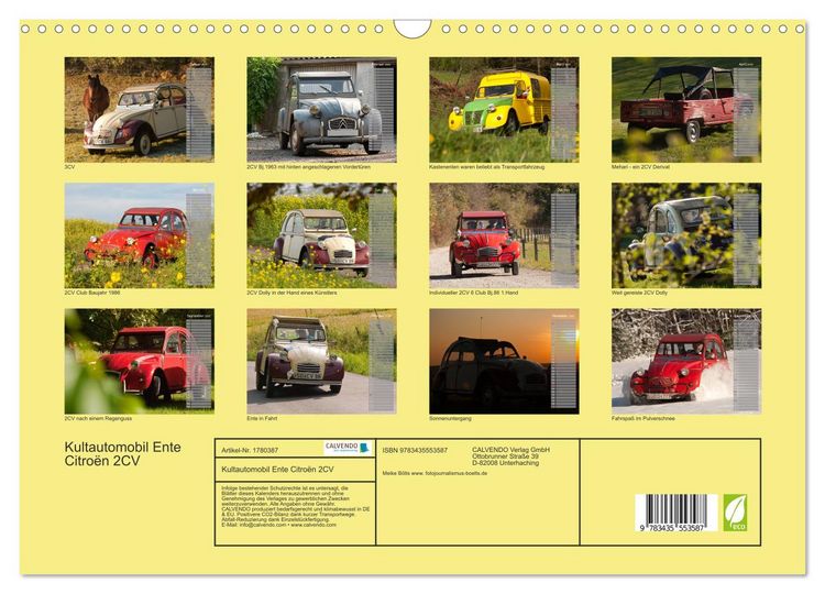 Produktbild: Kultautomobil Ente Citro&euml;n 2CV (Wandkalender 2025 DIN A3 quer), CALVENDO Monatskalender
