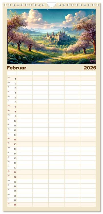 Produktbild: Familienplaner 2026 - Landschaft romantisch gesehen mit 5 Spalten (Wandkalender, 21 x 45 cm) CALVENDO