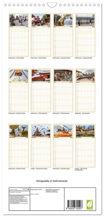 Produktbild: Familienplaner 2026 - K&ouml;nigsst&auml;tte im Kathmandutal mit 5 Spalten (Wandkalender, 21 x 45 cm) CALVENDO