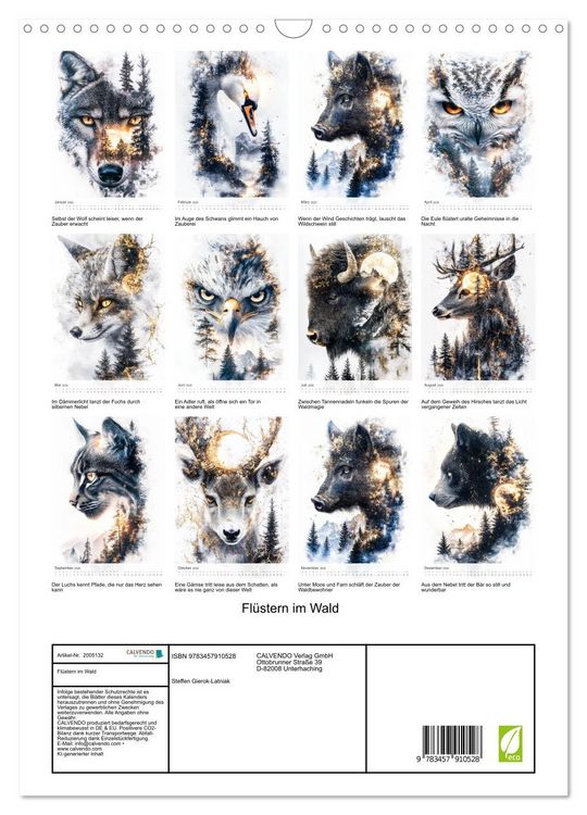 Produktbild: Fl&uuml;stern im Wald (Wandkalender 2026 DIN A3 hoch), CALVENDO Monatskalender