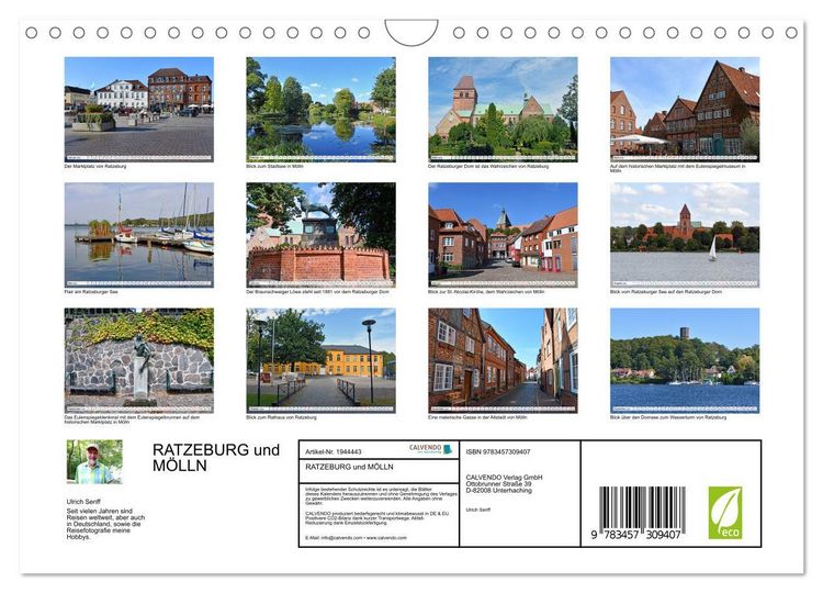 Produktbild: RATZEBURG und M&Ouml;LLN (Wandkalender 2026 DIN A4 quer), CALVENDO Monatskalender