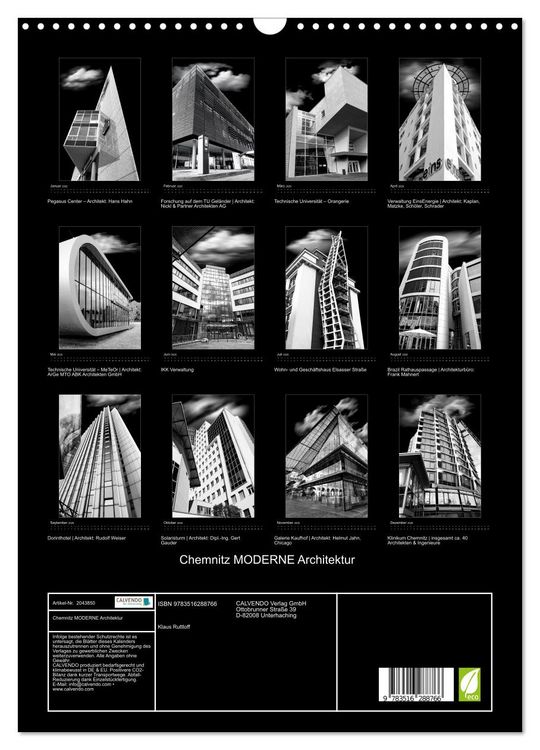Produktbild: Chemnitz MODERNE Architektur (Wandkalender 2026 DIN A3 hoch), CALVENDO Monatskalender