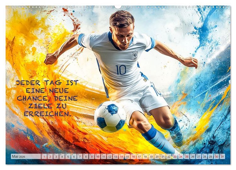 Produktbild: Fu&szlig;ball und Motivation (hochwertiger Premium Wandkalender 2026 DIN A2 quer), Kunstdruck in Hochglanz
