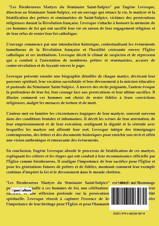Produktbild: Les Bienheureux Martyrs du S&eacute;minaire Saint-Sulpice