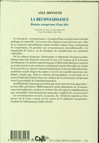 Produktbild: La reconnaissance : histoire européenne d'une idée