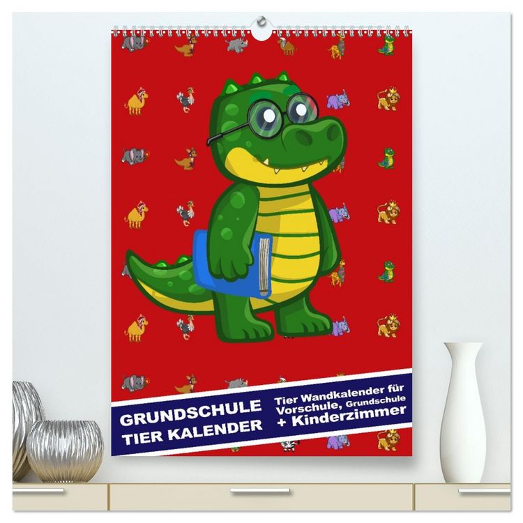 Produktbild: Grundschule Tier Kalender - Tier Wandkalender f&uuml;r Vorschule, Grundschule und Kinderzimmer (hochwertiger Premium Wandkalender 2026 DIN A2 hoch), Kunstdruck in Hochglanz