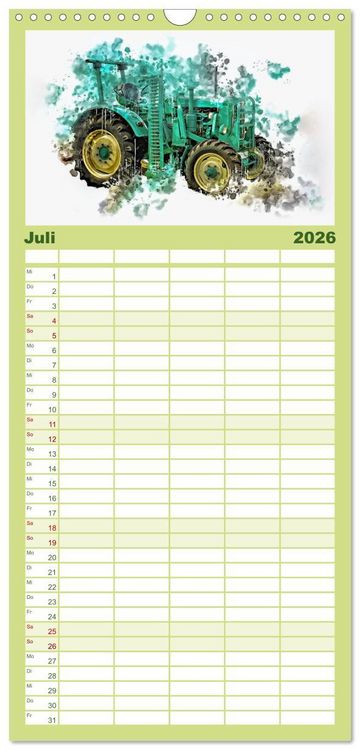 Produktbild: Familienplaner 2026 - Traktoren Oldtimer Legenden mit 5 Spalten (Wandkalender, 21 x 45 cm) CALVENDO