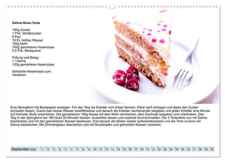 Produktbild: Exquisite Torten. K&ouml;stliche Rezepte f&uuml;r viele Anl&auml;sse (Wandkalender 2026 DIN A2 quer), CALVENDO Monatskalender