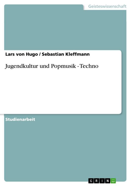 Produktbild: Jugendkultur und Popmusik - Techno