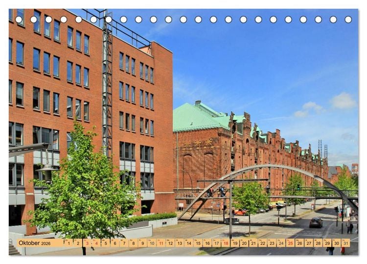 Produktbild: Hamburg - Ein Tag in der Speicherstadt (Tischkalender 2026 DIN A5 quer), CALVENDO Monatskalender