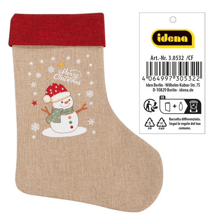 Produktbild: Idena Weihnachtsstrumpf Schneemann 31x46cm