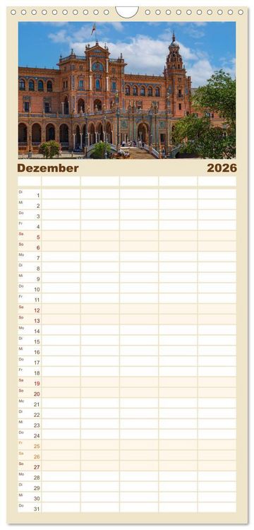 Produktbild: Familienplaner 2026 - Sevilla - Unterwegs in Spanien mit 5 Spalten (Wandkalender, 21 x 45 cm) CALVENDO