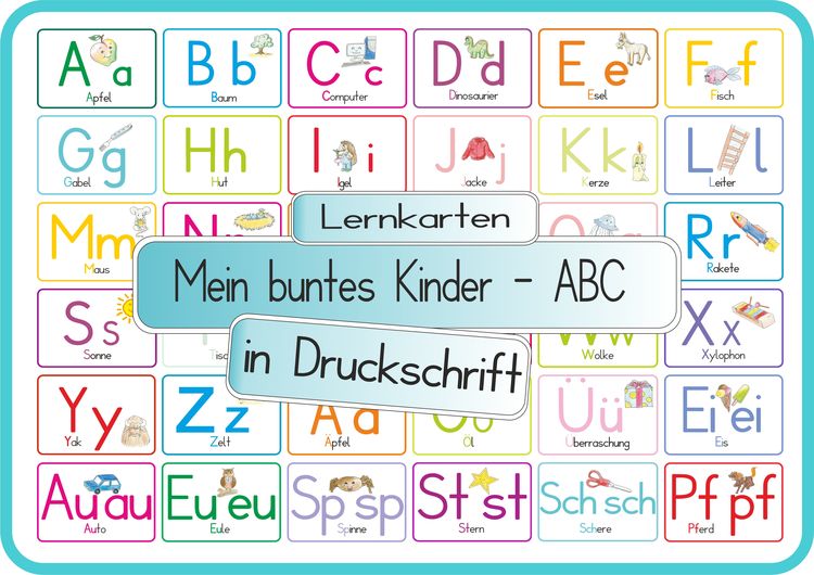 Produktbild: Mein buntes Kinder-ABC Druckschrift mit Umlauten, Doppellauten und Sp, St, Sch und Pf