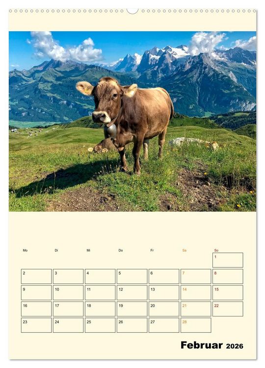 Produktbild: Gl&uuml;ckliche Bergk&uuml;he (Wandkalender 2026 DIN A2 hoch), CALVENDO Monatskalender