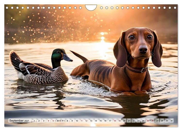 Produktbild: Dackel - tierische Freundschaften mit Herz (Wandkalender 2027 DIN A4 quer), CALVENDO Monatskalender
