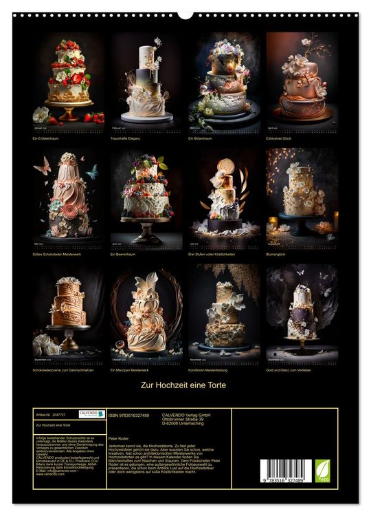 Produktbild: Zur Hochzeit eine Torte (hochwertiger Premium Wandkalender 2026 DIN A2 hoch), Kunstdruck in Hochglanz