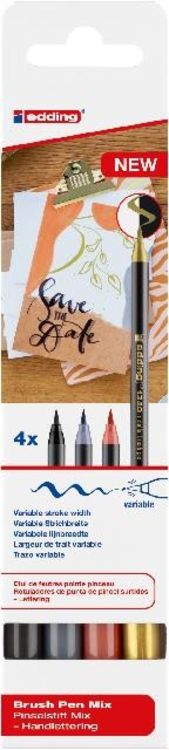 Produktbild: Edding 1340 brush pen Mix, Pinselstift Handlettering Mix 4er Set