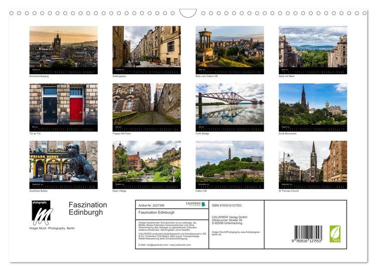 Produktbild: Faszination Edinburgh (Wandkalender 2026 DIN A3 quer), CALVENDO Monatskalender
