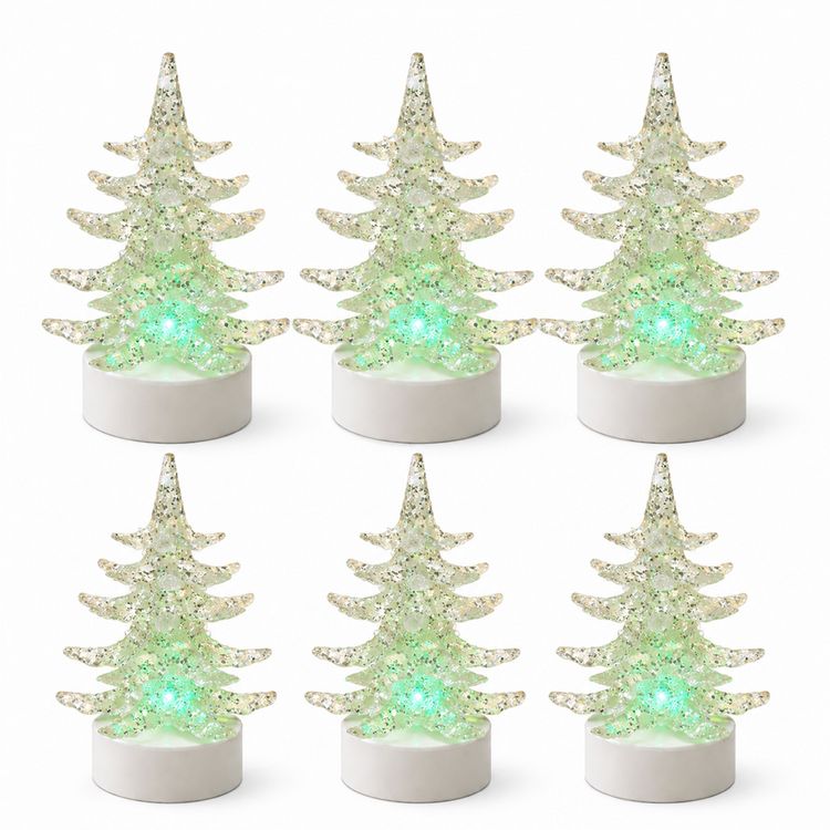 Produktbild: HTI-Living Funkelnder Weihnachtsbaum 6er Set klein mit toller Beleuchtung