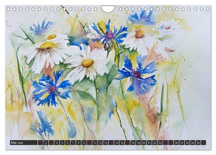 Produktbild: Blumenbilder in Aquarell (Wandkalender 2026 DIN A4 quer), CALVENDO Monatskalender