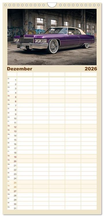 Produktbild: Familienplaner 2026 - Amerikas rollende Legenden &ndash; Retro-Design trifft Nostalgie mit 5 Spalten (Wandkalender, 21 x 45 cm) CALVENDO