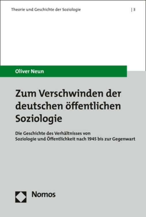 Produktbild: Zum Verschwinden der deutschen &ouml;ffentlichen Soziologie