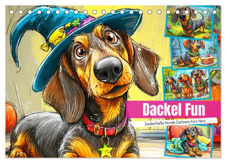 Produktbild: Dackel Fun. Zauberhafte Hunde Cartoons f&uuml;rs Herz (Tischkalender 2026 DIN A5 quer), CALVENDO Monatskalender