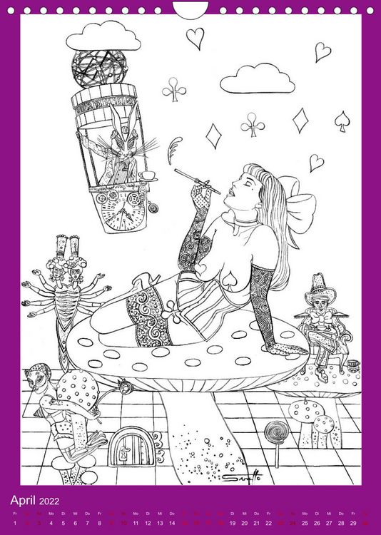 Produktbild: Burlesque Malkalender, Malbuch / burlesque coloring book mit Bildern von Sara Horwath (Wandkalender 2022 DIN A4 hoch)