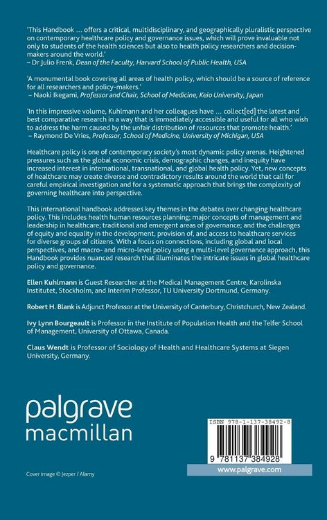Produktbild: The Palgrave International Handbook of Healthcare Policy and Governance