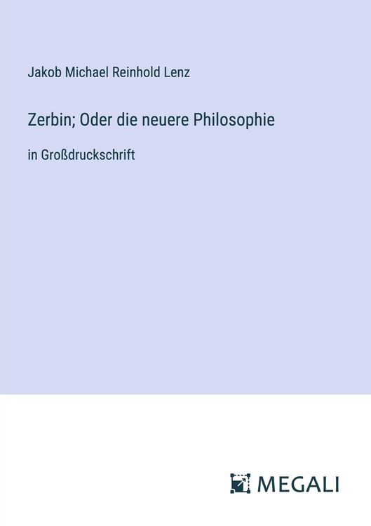 Produktbild: Zerbin; Oder die neuere Philosophie